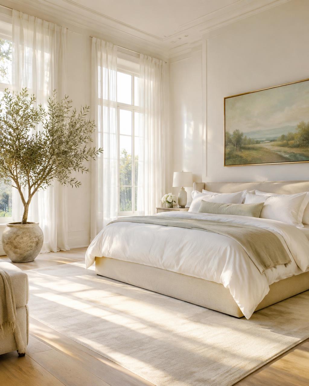 Serene linen bedroom